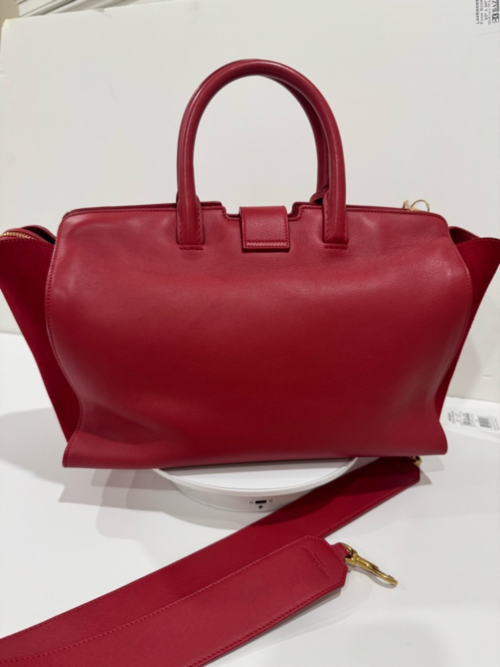 Saint Laurent Red Downtown Cabas Leather Bag, with Gold YSL Hardware - Picture 3 of 12